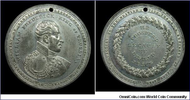 Visit of Friedrich Wilhelm III to England - White metal medal mm 42