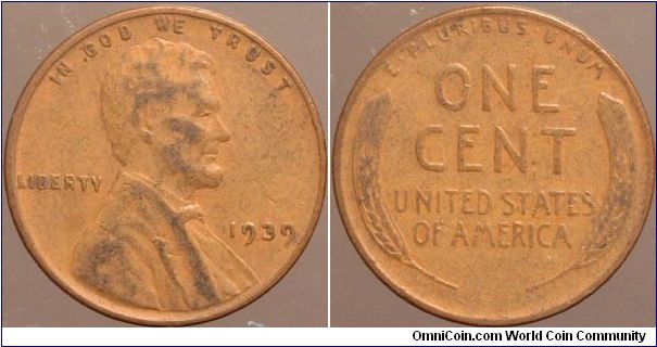 1939 One cent.

Collected from circulation around 1963.                                                                                                                                                                                                                                                                                                                                                                                                                                                           