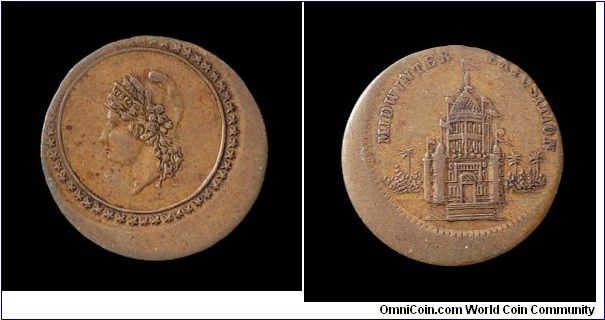 Offset token struck in 1894 for the California Midwinter International exposition.