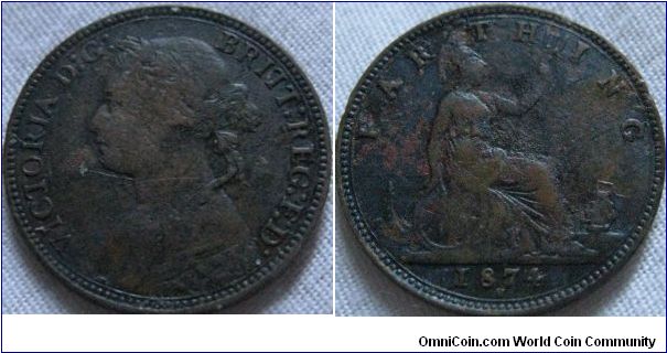1874 h farthing, no variants this time sadly