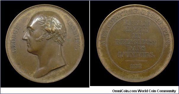 Death of George Canning - France - AE Medal mm. 50 by Galle