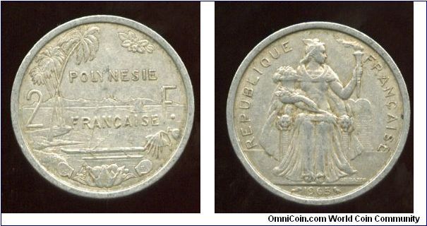 2 Francs
Island scene divides denomination
Seated Liberty with torch and cornucopia
Designed by G B L Bazor