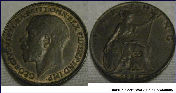 AUNC 1925 farthing, not a scratch or any sign of rubbing on obverse, or brittania, lustre has faded on larger spaces