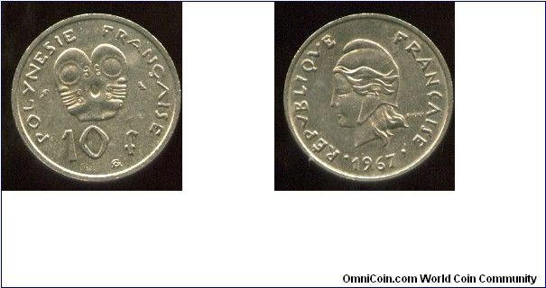 10 Francs
Native art above denomination 
Designed by A Guzman
Liberty head
Designed by R Joly