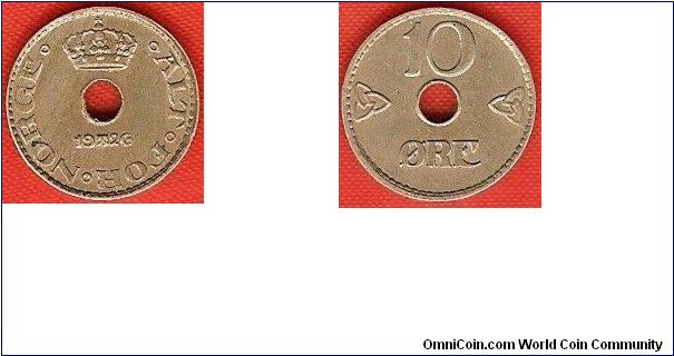 10 ore
copper-nickel
Kongsberg Mint holed coin