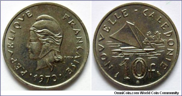 10 francs.
1970, New Caledonie