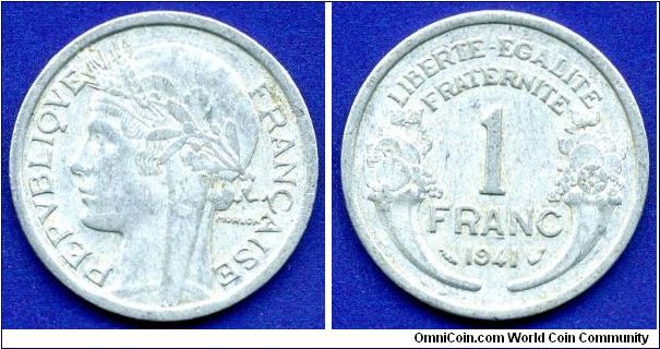 1 Franc.
Republique Francaise.
Mintage 60,877,000 units.


Al.