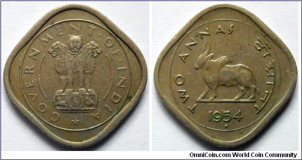 2 annas.
1954,
(Bombay Mint)