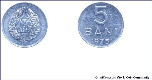 Romania, 5 bani, 1975, Al.                                                                                                                                                                                                                                                                                                                                                                                                                                                                                          