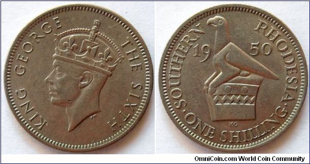 1 shilling.
1950, Southern Rhodesia