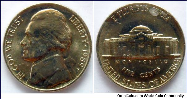 5 cents.
1989, (From Philadelphia Mint Set)