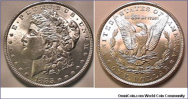Morgan Silver Dollar, .900 silver. 7736 oz ASW, MS-63
