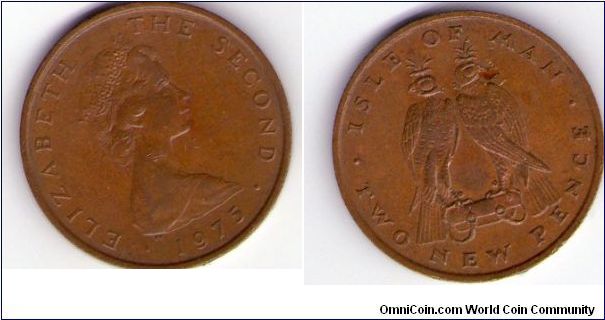 Isle Of Man 2p

Design showing two falcons