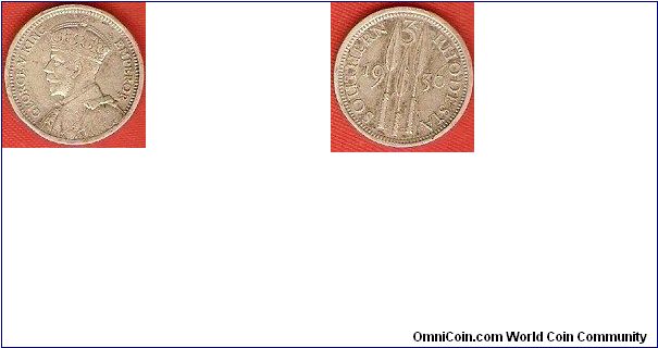 Southern Rhodesia
3 pence
George V King Emperor, portrait by E.B. MacKennal
3 spears
0.925 silver