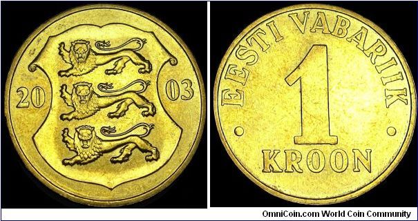 Estonia - 1 Kroon - 2003 - Weight 5 Gr - Cu/89% Al/5% Zn/5% Sn/1% - Size 23,25 mm - Edge : Interrupted mill