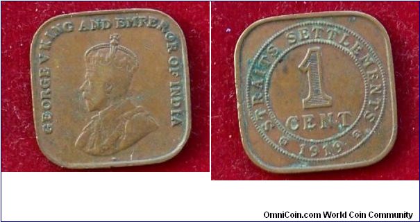 GEORCE V KING AND EMPER OR OF INDIA STRAITS 1 CENT