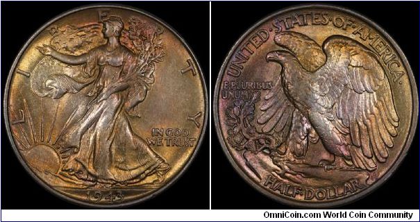 Nicely toned Walking Liberty.