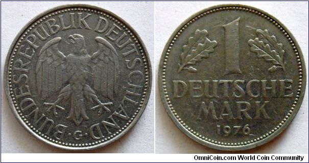 1 mark.
1976. Mintmark 'G'
(Karlsruhe)