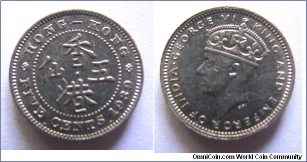 1939 years 5 Cents Kn variety,Hong Kong,it has 16.5mm diameter,weight 2.6g.