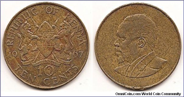 10 Cents
KM#2
Nickel-Brass, 30.8 mm. Obv: Arms with supporters divide date above value Rev: Bust left