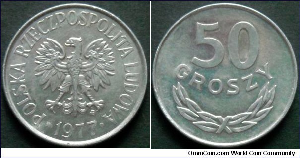 50 groszy.
1977, Aluminum.
Mintage 50.000.000
units.