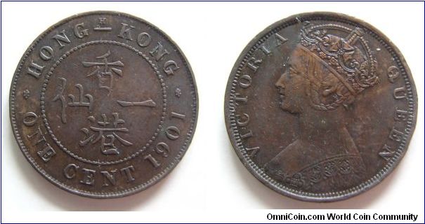 HIgh grade 181901 years 1 cent,Hong Kong,It has 27mm diameter,weight 7.6g.