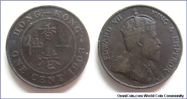 1903 years 1 cent,Hong Kong,It has 27mm diameter,weight 7.4g.