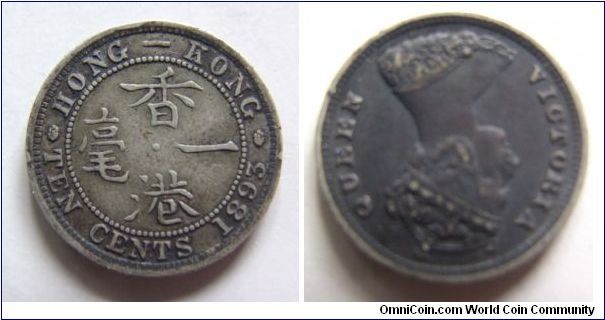 1893 years 10 cents,Hong Kong,It has 18mm diameter,weight is 2.7g.