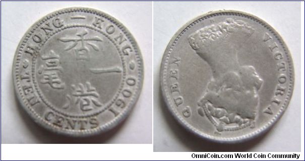 1900 years 10 cents,Hong Kong,It has 18mm diameter,weight is 2.7g.