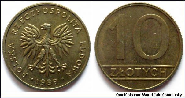 10 zlotych.
1989, Brass. Mintage 80.800.000 units.