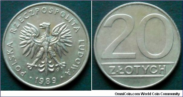 20 zlotych.
1989, Cu-ni.
Mintage 95.974.000 units.