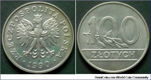 100 zlotych.
1990, Republic of Poland