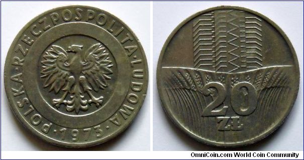 20 zlotych.
1973, Cu-ni.
Weight 10,15g.
Mintage 25.000.000 units.