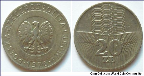 20 zlotych.
1976, Cu-ni.
Weight 10,15g.
Mintage 20.000.000 units.