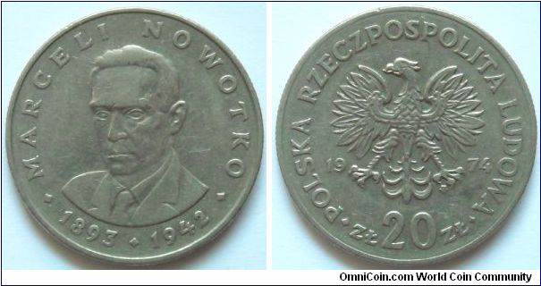 20 zlotych.
Marceli Nowotko
(1893-1942) Cu-ni.
Weight 10,15g.
Mintage 10.000.000 units.