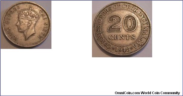 1948 Malaya 20 cents