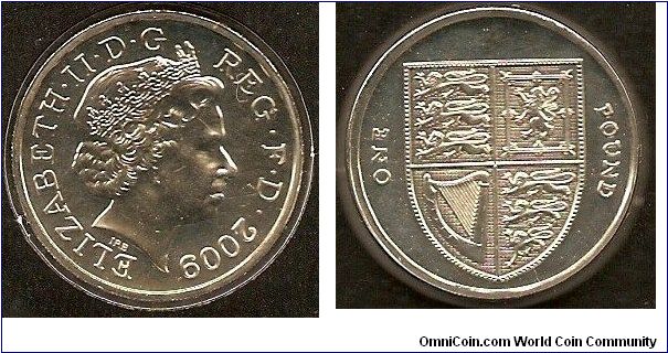 1 pound
obv. Queen Elizabeth II by Ian Rank-Broadley
rev. Royal Arms by Matthew Dent