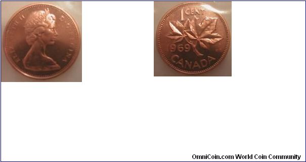 1969 proof-like 1 cent - Canada