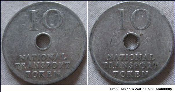 british transport token 10p, unknown year