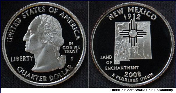 New Mexico 2008 Proof Quarter Dollar