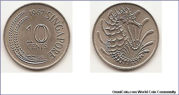 10 Cents
KM#3
2.8500 g., Copper-Nickel, 19.4 mm. Obv: Value and date Rev: Stylized Great Crowned Seahorse Edge: Reeded