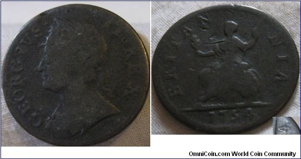 1754 farthing, no . after rex, also a small dot located next to the 4 near the bottom (hard to spot) so possible new type