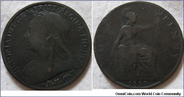 average 1899 penny, normal date width