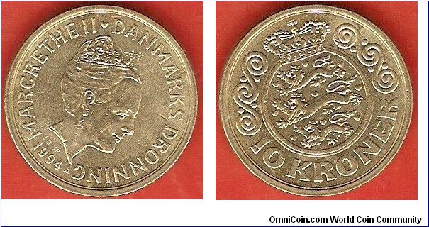 10 kroner
Margrethe II
aluminum-bronze