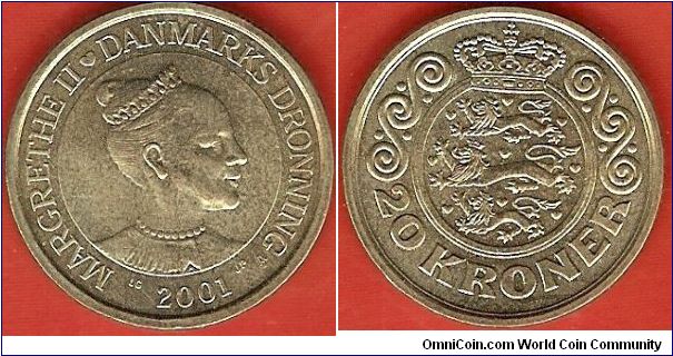20 kroner
Margrethe II
alunminum-bronze