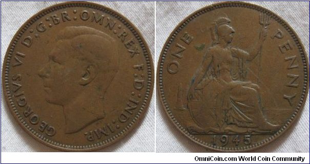 1945 penny, average grade