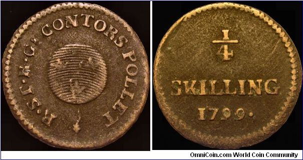 Sweden - 1/4 Skilling Riksgälds - Weight 2,8 gr - Copper - Size 23,5 mm - Regent / Gustav IV Adolf (1792-1809) - Mintage 96 000 - Minted in Avesta / Sweden