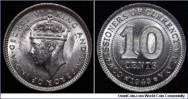 2.7100 gram, 0.5000 Silver 0.0436 oz. ASW. Obv: Crowned head of King George VI Rev: Value within beaded circle Mintage: 5,000,000. UNC with obvious bag marks, around MS60.