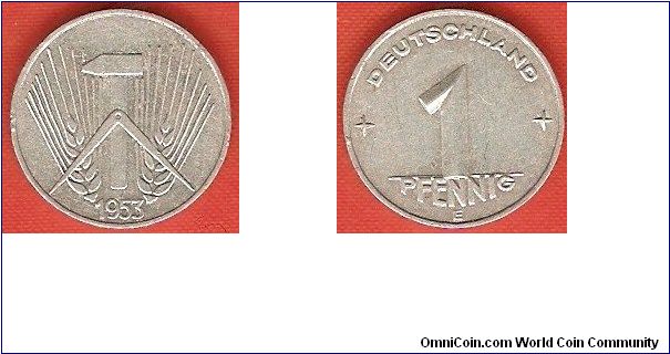 German Democratic Republic (East Germany)
1 pfennig
aluminum