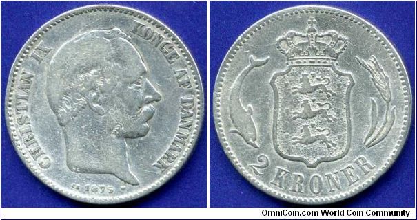 2 Kroner.
Kingdom of Danmark.
King Christian IX (1863-1906).
Mintage 3,396,000 units.


Ag800f. 15,0gr.